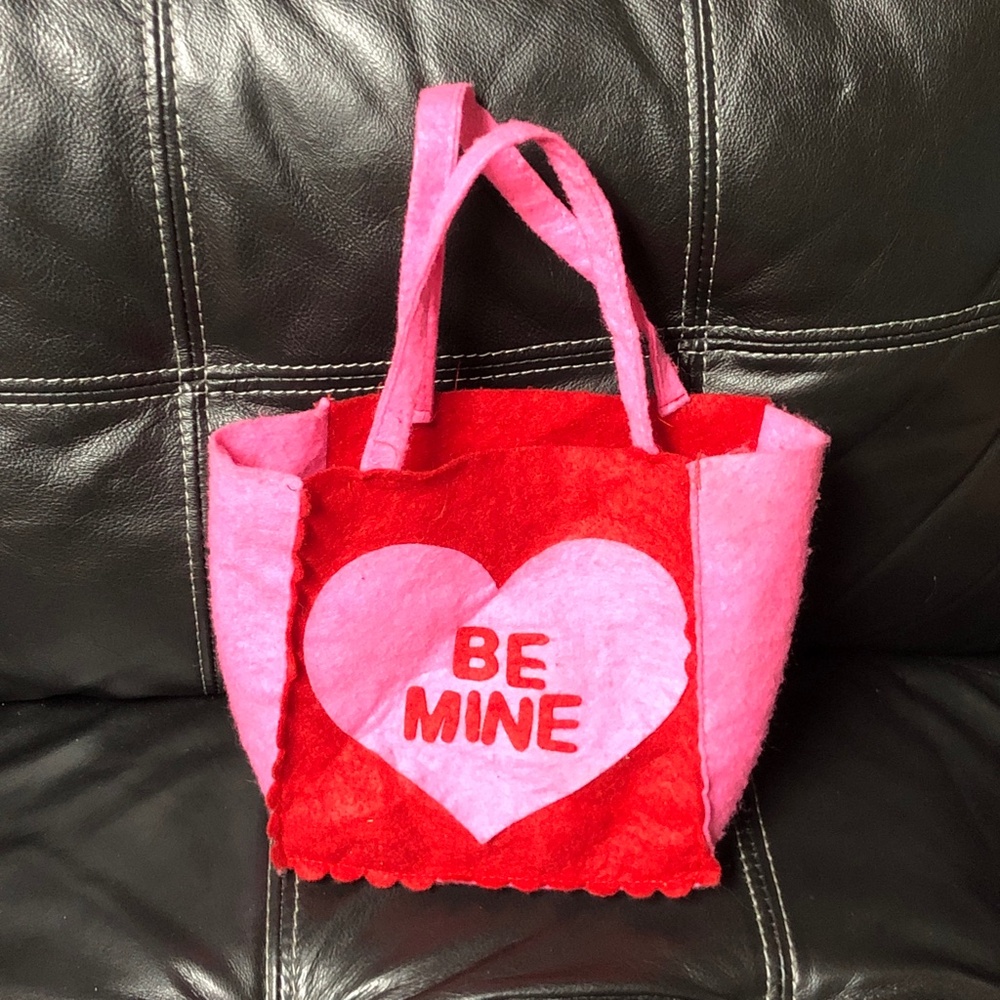 "Be Mine" Pink & Red Felt Reusable Romance Engagement Valentines Lover Gift bag